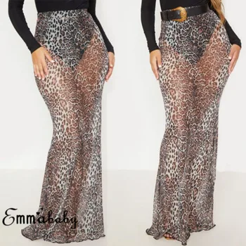 

2018 Brand New Fashion Sexy Ladies Women Boho Maxi Skirt Leopard Holiday Summer High Waist Casual Long Skirt