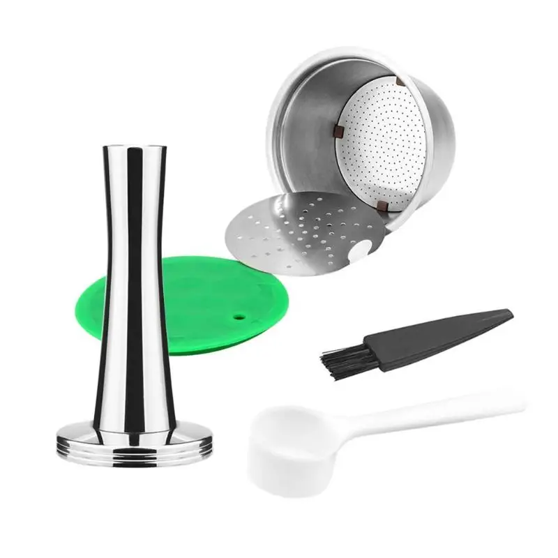 

1PC Refillable Coffee Capsule Strainer Filter with Spoon Brush Powder Hammer for Nescafe Dolce for i Cafilas