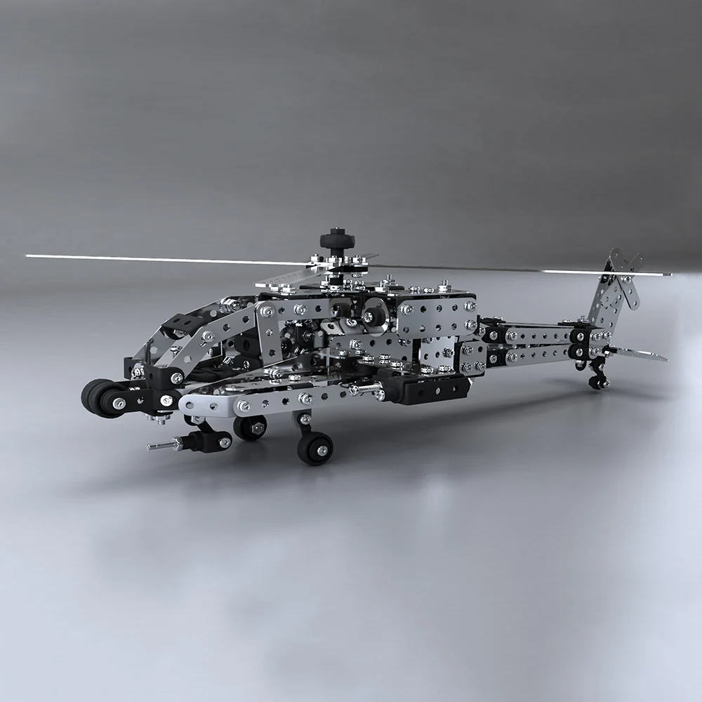 

567Pcs Apache Helicopter Intelligent Construction Set 3D Stainless Steel Model Kit DIY Gift Model Building Educational Toys