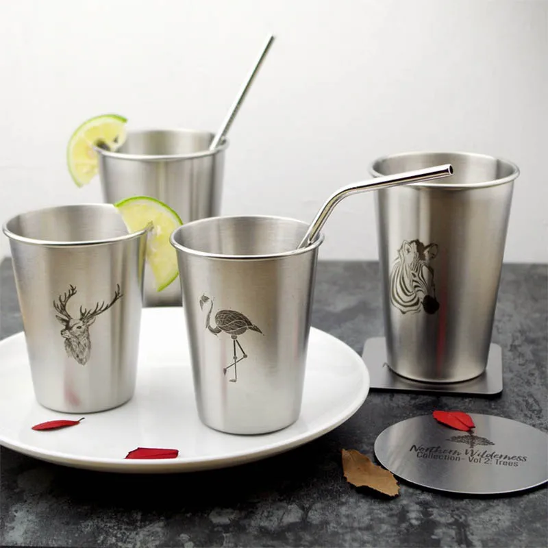 

Camping Travel Stainless Steel Silicone Mugs Hand Cup With Straw Lid Mug Tea Milk Flamingo Cups Home Office School Nordic Gift