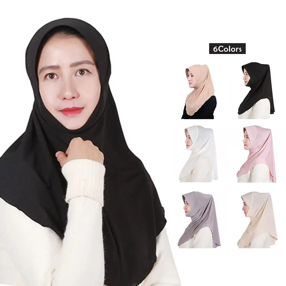 

Women's Muslim Hijab The Hui Nationality Style Headscarf Sun Protection Solid Color Headgear Hat Scarf Shawl Islamic Head Wrap