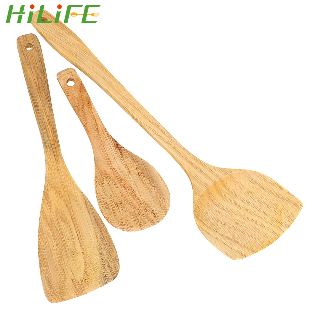 

HILIFE Kitchen Tool for Non-stick Pan Wooden Turner Wooden Spatula Wood Shovel Kitchen Tool Cookware Rice Spoon Tableware