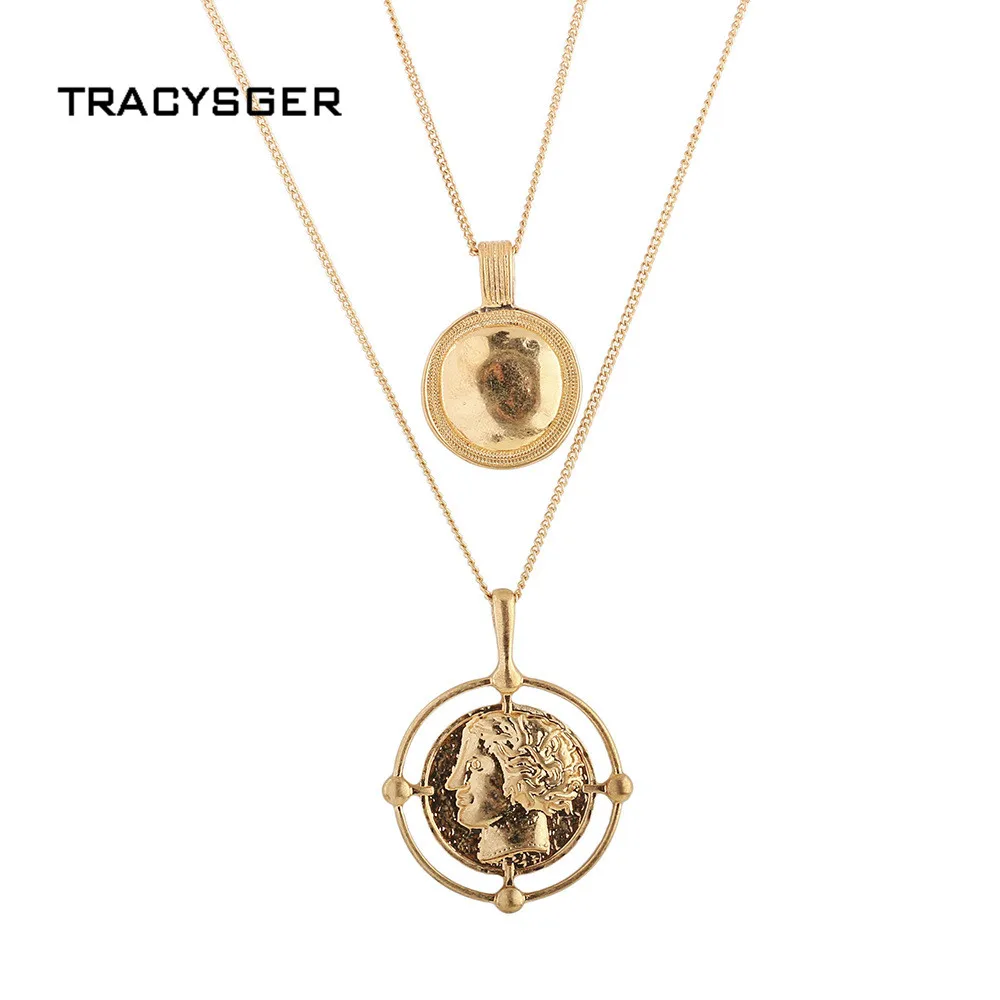

AK-XL30196/TRACYSGER/Round retro character head necklace