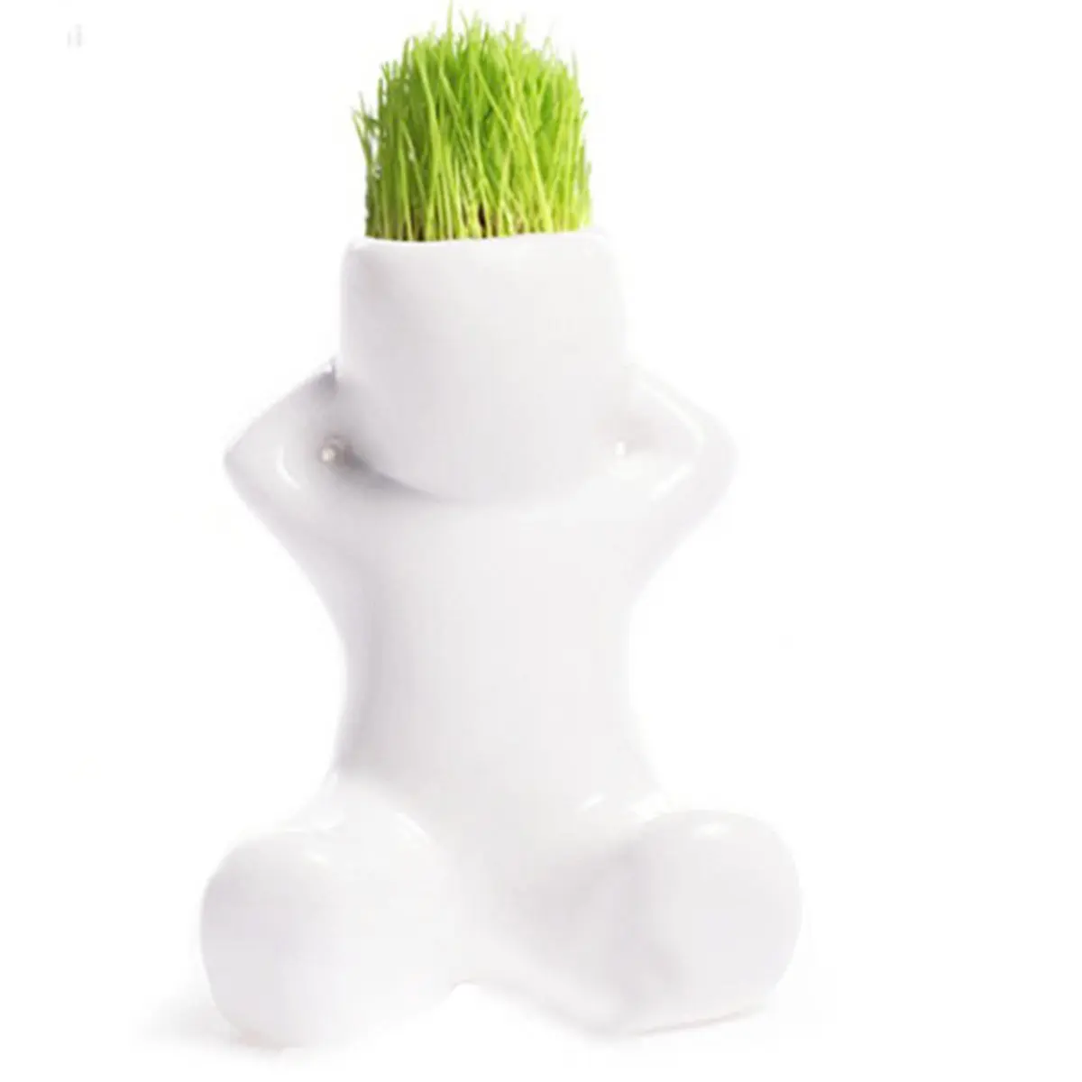 

Hot sale-Mini Green Herb Plant Pot Ceramic Hair Home Office Garden Decoration-The shape seat
