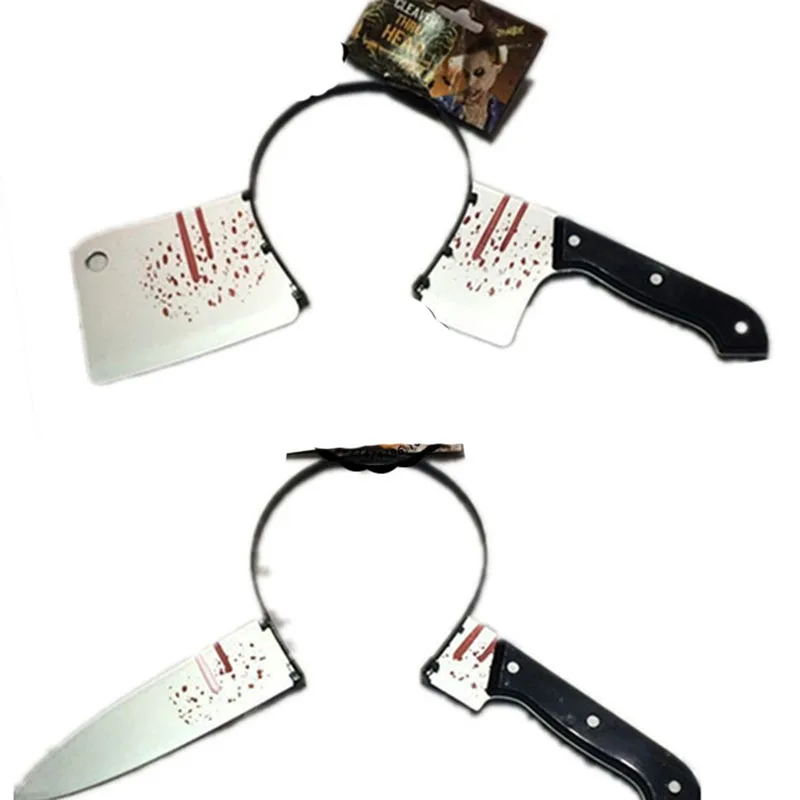 

Horror Wear Head Knife Halloween Props Trick Funny Terrorist Toys Halloween Costume April Fool's Day Headband Party Supplies