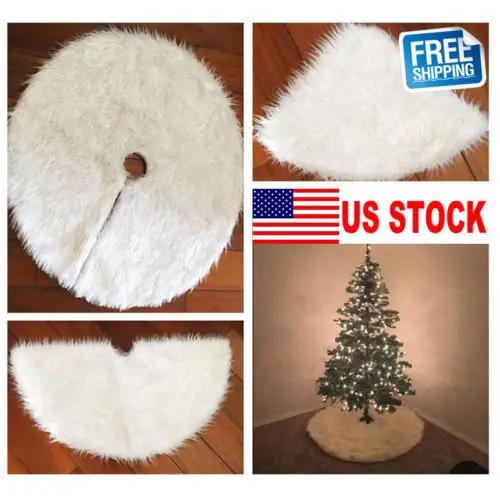 США Рождественская елка юбка белый плюшевый напольный коврик Рождество круглый ковер украшение