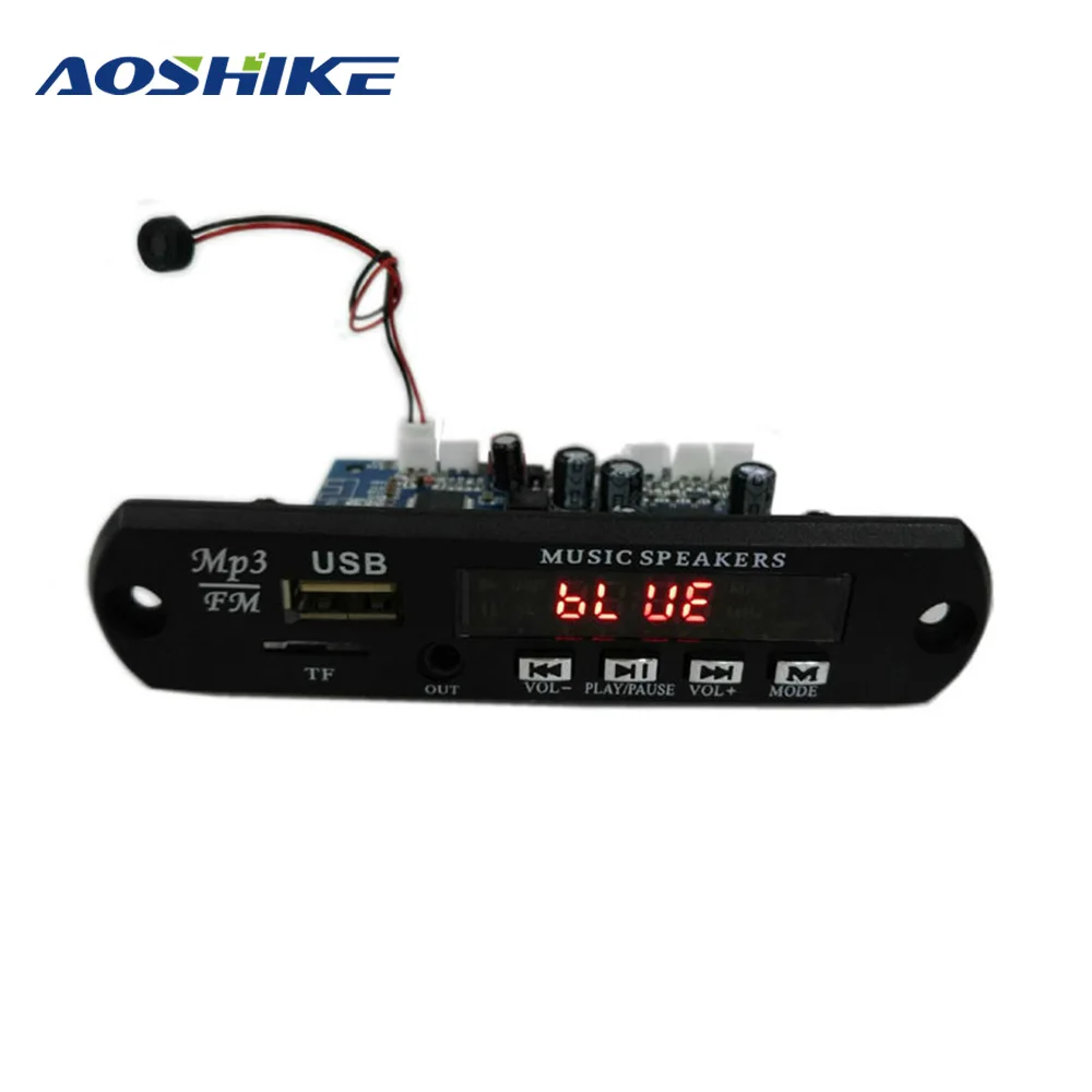 AOSHIKE 2 0 канальная Плата усилителя Bluetooth стерео 10 Вт * MP3 декодер поддержка FM APE WAV WMA
