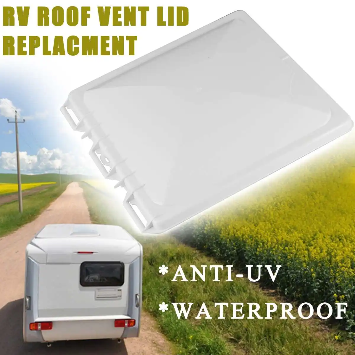 

14 Inch White Waterproof Anti UV RV Roof Vent Lid Cover Trailer Campers Replacment Motorhome Fresh Air Circulating Vent Cover