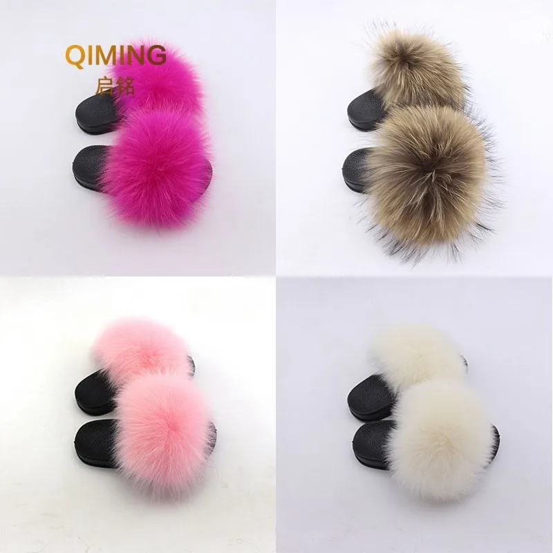 

New Children's Fox Fur toddler Slippers for children Kids Boys Girls flip flops Home Fashion Slip Casual Beach Shoes Word Drag