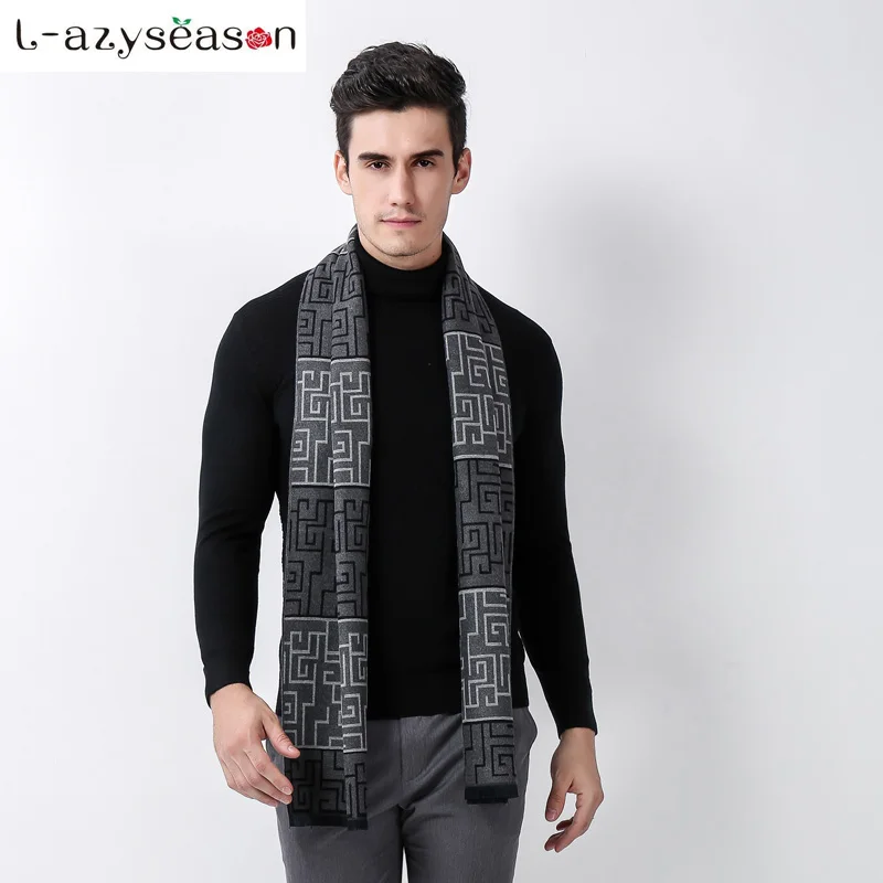 

New Arrival Fashion brand Design Men's Winter Scarves Warm hijab Male Neck Scarf Print man Business Gift long size 180X35CM