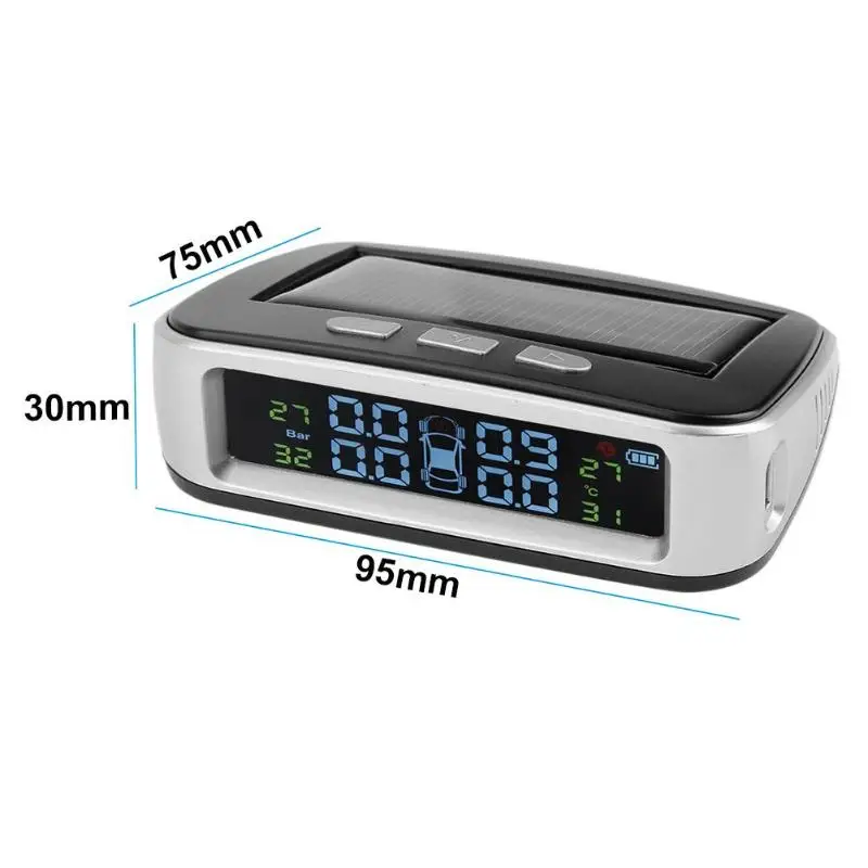 Smart Solar TPMS Car Tire Pressure Monitor System Solar Power with 4 Internal Sensors Car Wheel Security Alarm Systems