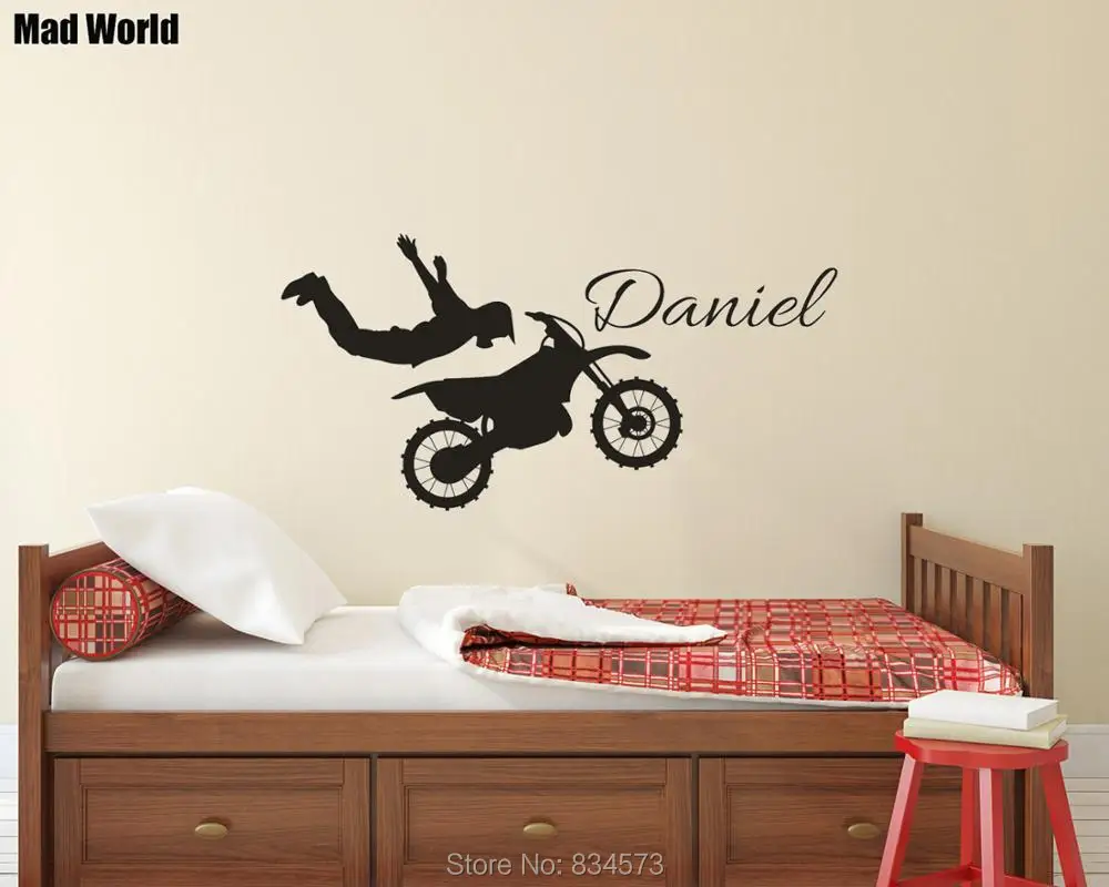 Custom Personalized Name & Dirt Bike Wall Art Stickers Wall Decals Home