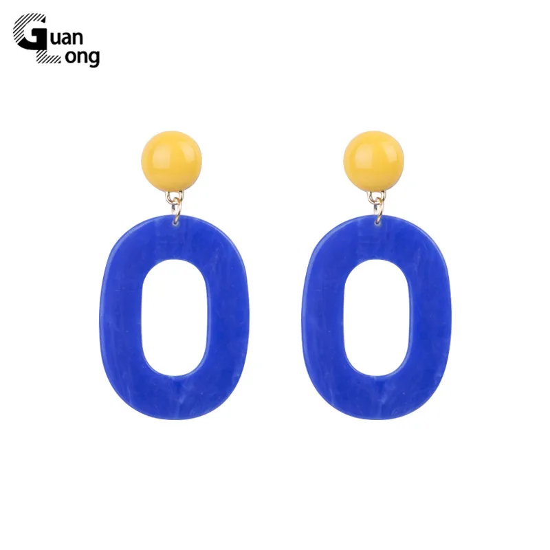 

GuanLong Trendy Long Acrylic Fashion Earrings for Women Big Circle Geometric Resin Dangling Drop Earring Girls Jewelry Brincos