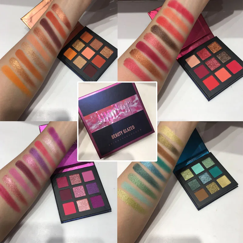 

Beauty Glazed Makeup 9 Colors Eyeshadow Pallete Waterproof Diamond Glitter Shimmer Eye Shadow Powder Professional Shadow Kit
