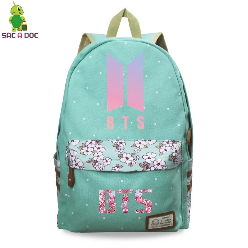 Kpop BTS Love Yourself Backpack Floral Wave Point School Bags for