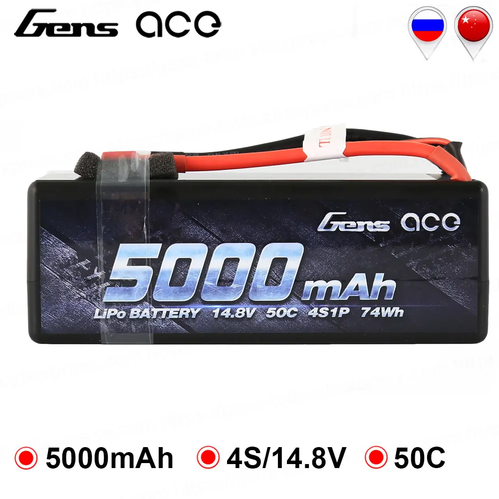 Литий полимерный аккумулятор Gens ace 4S1P 5000 мАч 50C 14 8 в с разъемом Deans батарейный блок