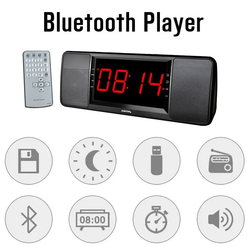 

LED Large Screen Stereo Wireless Bluetooth Speaker Bedside Alarm Clock Remote Control Clock Speaker Support Memory Card FM Radio