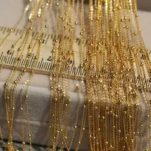 Новая однотонная 18k желтая Золотая удача О-образная цепочка с гладкими бусинами ожерелье 15,7 дюймов-19,6 дюймов