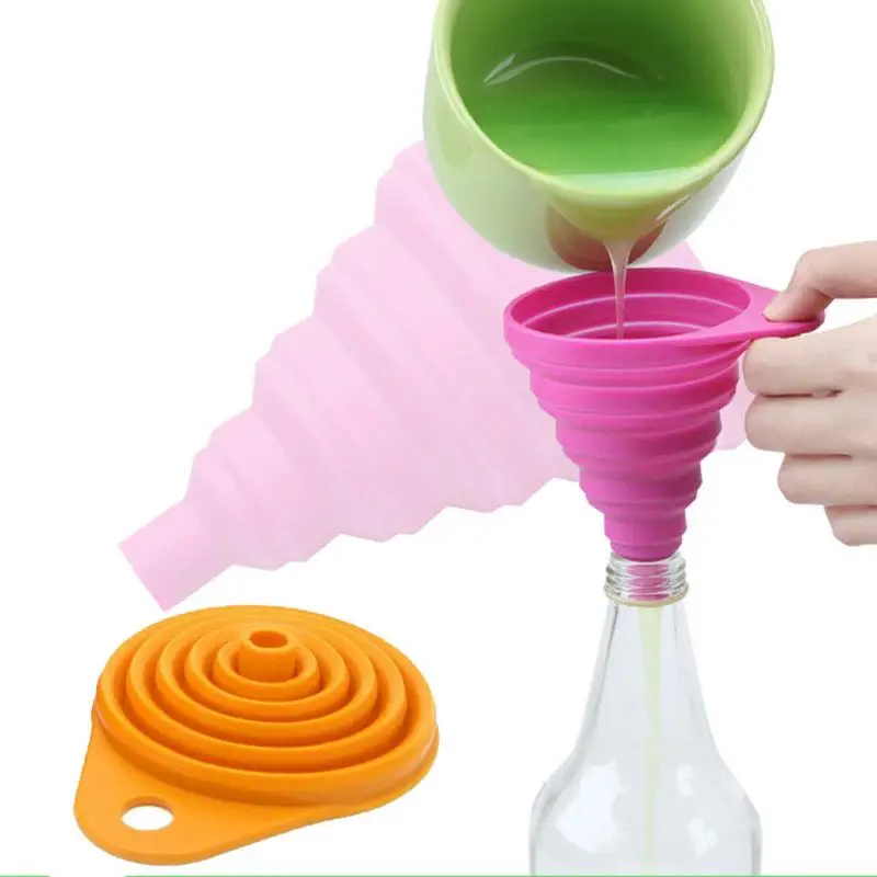 

1 Pcs Silicone Foldable Liquid Funnel Folding Portable Oil Honey Funnels Wine Collapsible Style Hopper Kitchen Mini Tool