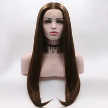 Bombshell, темно-коричневый, прямой, синтетический, ручная вязка, парик на кружеве, без клея, термостойкие волокна, волосы, натуральные волосы для женщин