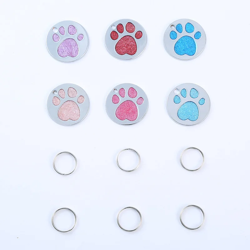 

Engraved Dog ID Tag Metal Customized Pet Tags Small Large Dog Accessories Personalized Cute Paw Name Tag Plate Collar Decoration