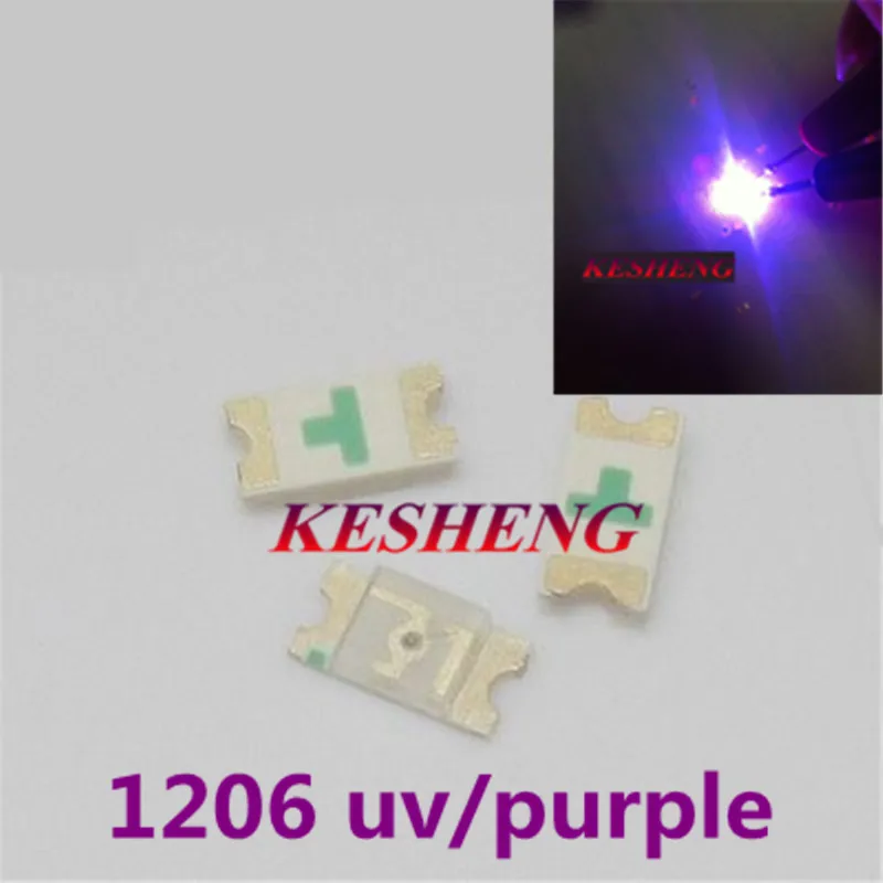 1206 purple/uv smd super bright lamp lights-emitting diodes 390-410NM 3..2*1.6*0.8MM SMD 1206 LED DIODES/200PCS