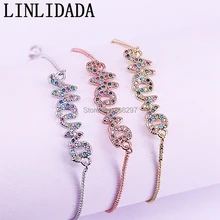 10 шт. красочные CZ вставки из циркония мама буквы Шарм Браслеты с коннекторами женские украшения подарок