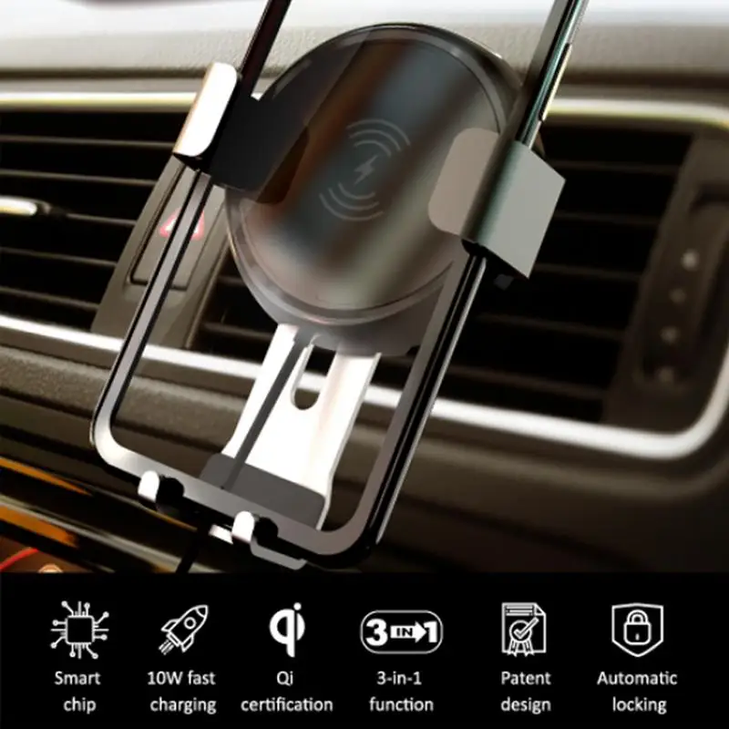 

Wireless Charger Car Mount 2-in-1 Heat Dissipation Magnetic Base Adjustable Gravity Holder For IPhone Samsung Android