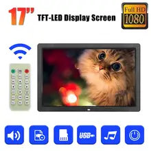 17 дюймов полный функция цифровое фото рамки с дистанционное управление часы/музыка/видео/фильм плеер TFT-LED экран дисплея