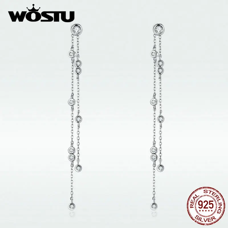 WOSTU оригинал капли дождя серьги для женщин 2019 Новое поступление 925 пробы серебро CZ