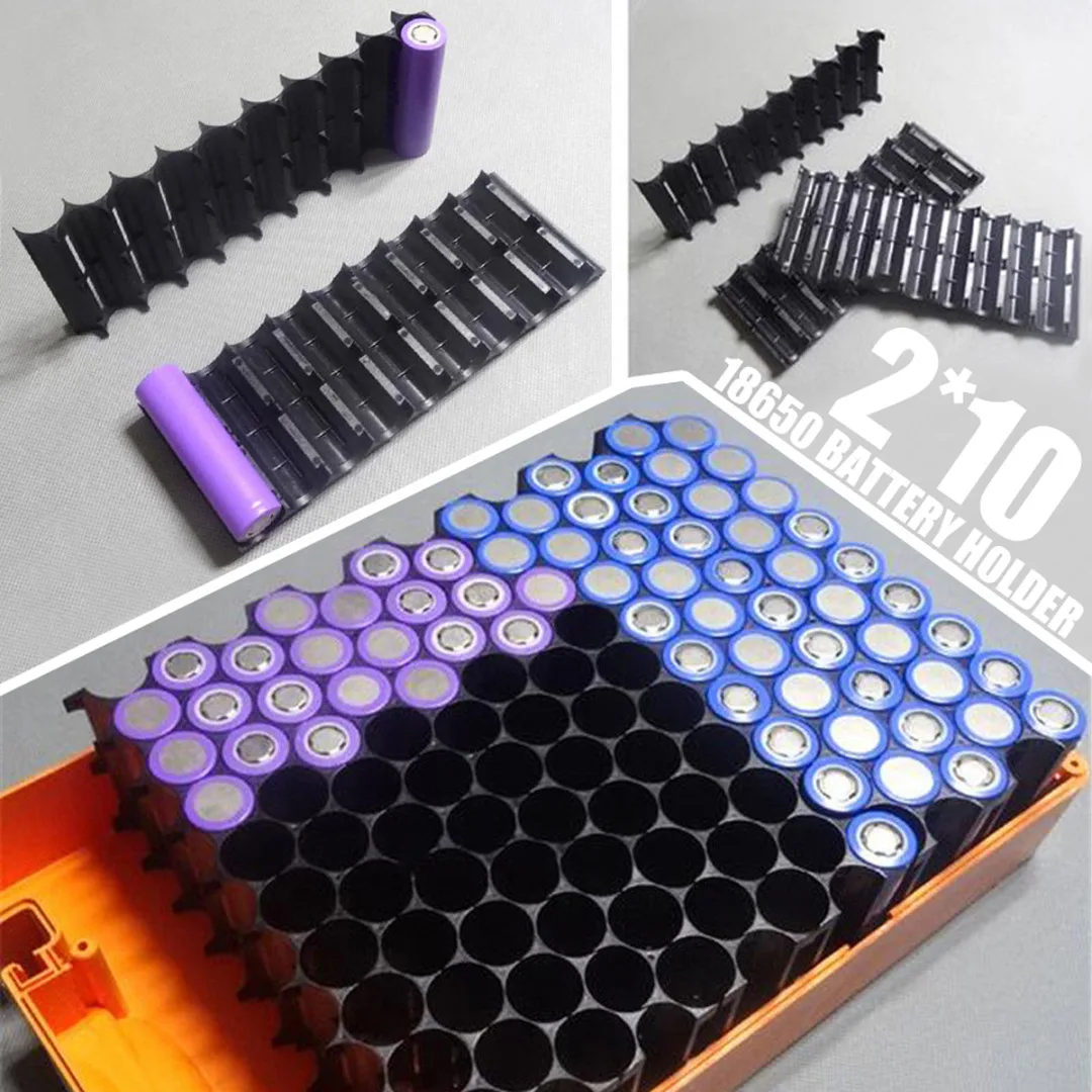

2pcs 10x Cell Plastic 18650 Battery Spacer Holder Black Cylindrical Cell Bracket Suitable For Battery Accessories