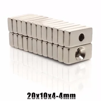 

100pcs/pack, magnet block 20x10x4mm with dia4mm hole,Brand New Strong Permanent Magnet,Free Shipping 20*10*4mm hole 4mm
