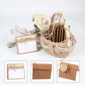 

10 Pcs Vintage Jute Greeting Card Business Card Birthday Party Wedding Invitation Card Multi-function Card Party Supplies