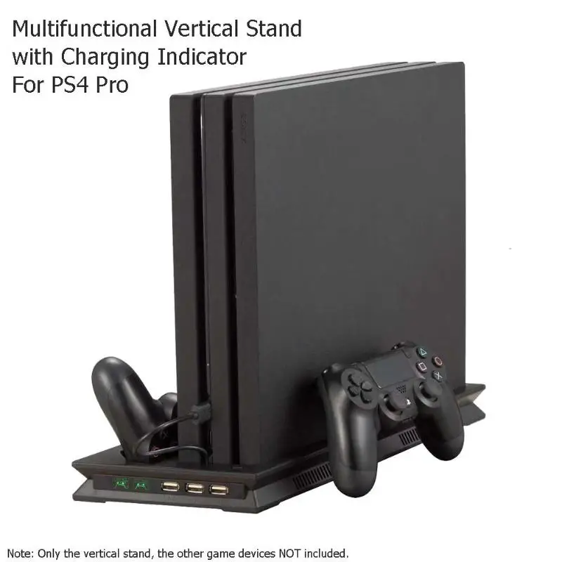 

for PS4 Pro Vertical Stand Dock Mount Game Console Support Base Holder Dual Cooling Fan with Charging State Indicator New