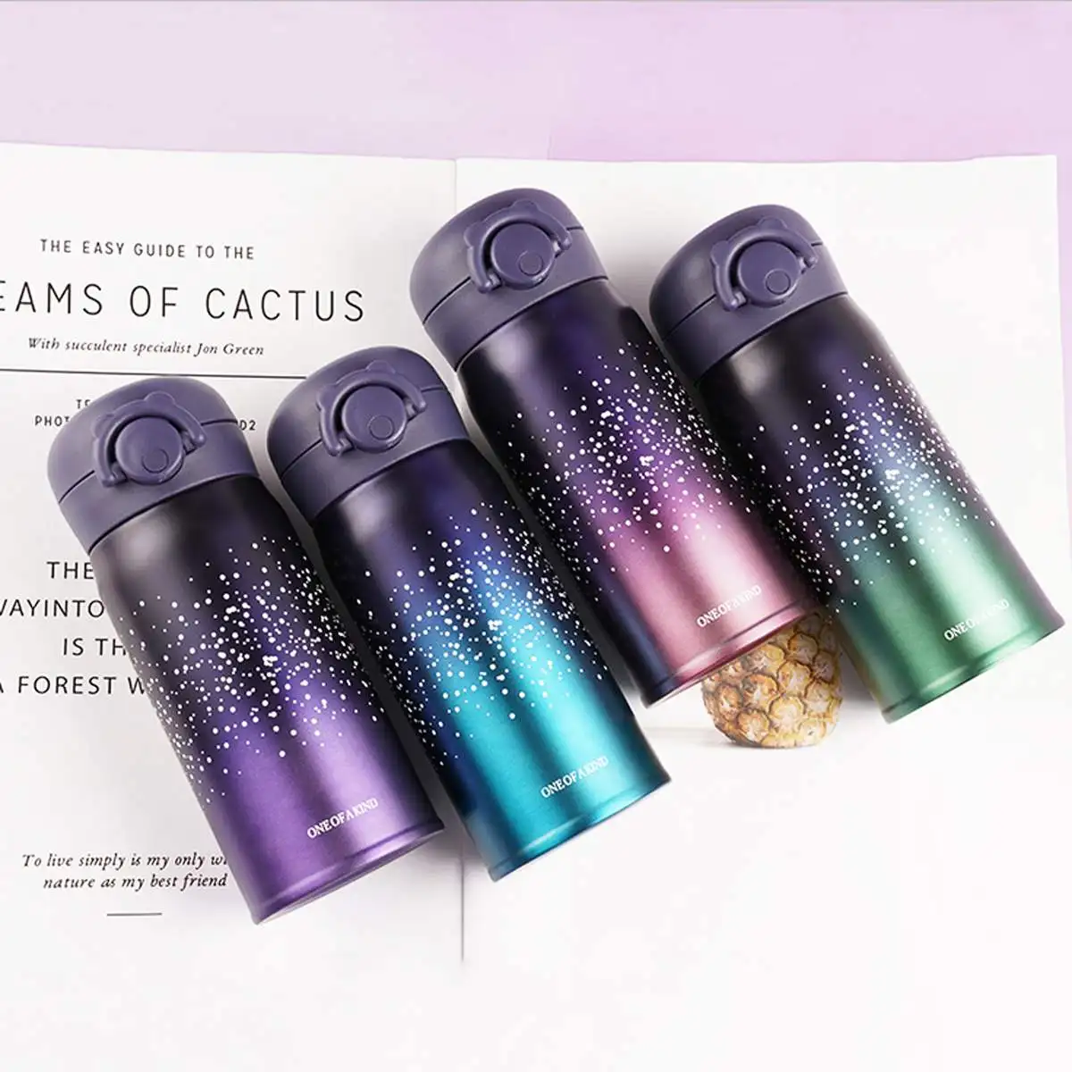

360ml Space Star Stainless Steel Vacuum Bottle Flask Flip Open Lid Thermal Insulation Cup Tea Mug Office Thermo Water Bottles