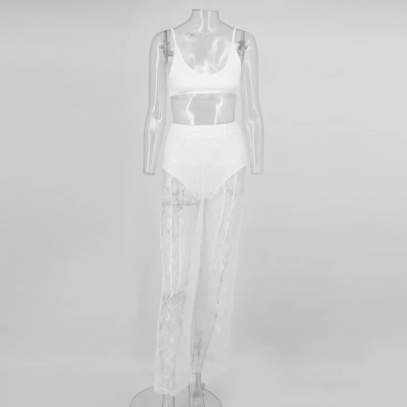 Slaygirl/черные кружевные Женский комплект 2 шт. на тонких бретельках топ и широкие