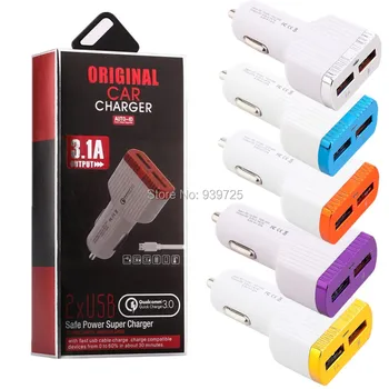 

Dual 3.1A Quick QC 3.0 Car charger for ipad iphone 6 7 8 x samsung s8 s9 note 8 gps mp3