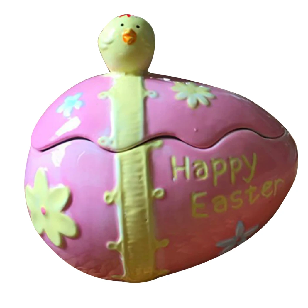 

European Easter Creative Cartoon Egg-Shaped Ceramic Candy Box Ceramic Hand-Painted Rabbit Animal Storage Tank Storage Box