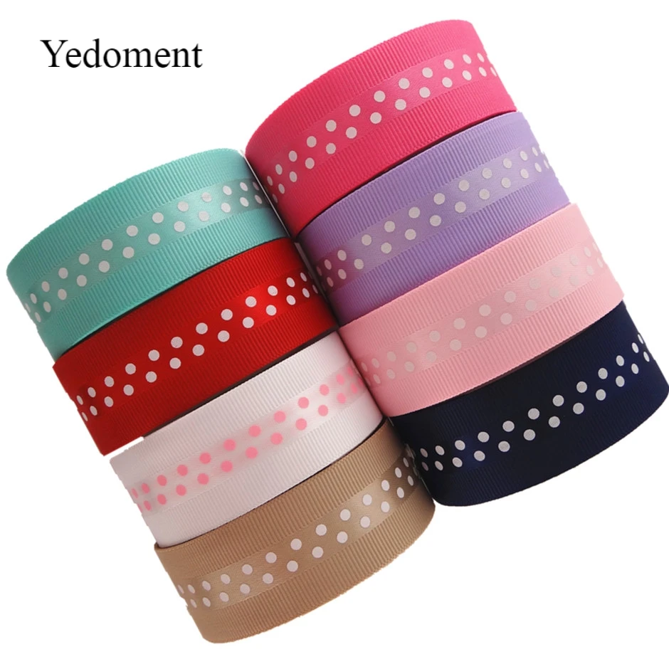 

17121304,New arrival 1" 25mm 10 yards/lot high quality dots satin and grosgrain ribbons gift packaging DIY handmade materials