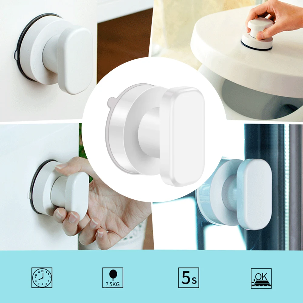 Suction Door Handle Wall Mounted Drawer Cabinet Kitchen Glass