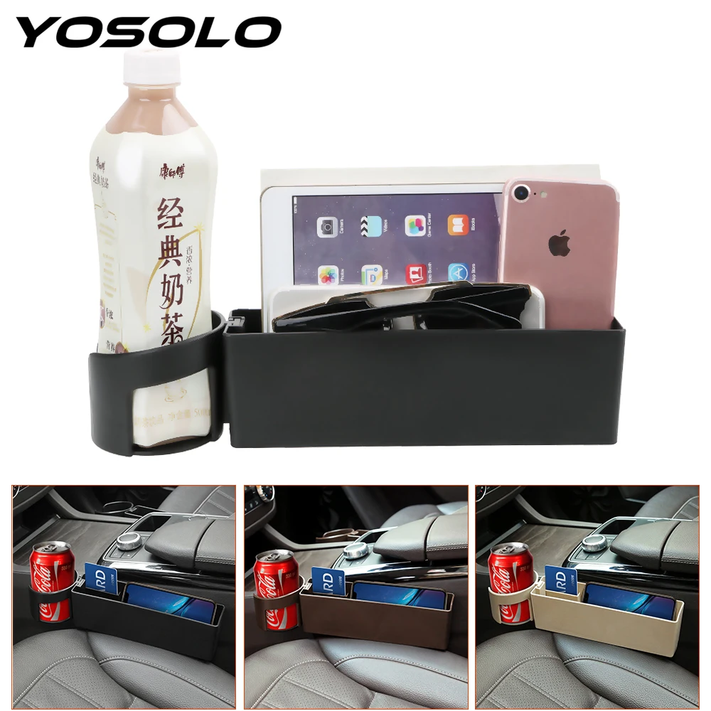 YOSOLO Car Organizer Storage Box Drink Holder Stowing Tidying Car-styling For Phone Pad Card Coin Case Universal Auto Gap Pocket