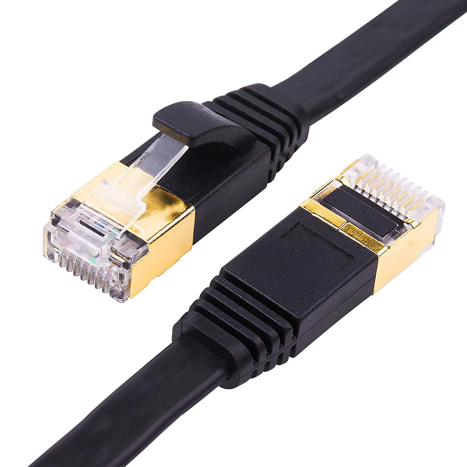 

Cat-7 Ethernet Cable Flat with Cable Clips, Shielded RJ45 Connectors, High Speed 10 Gigabit LAN Network Patch Cable, Faster Th