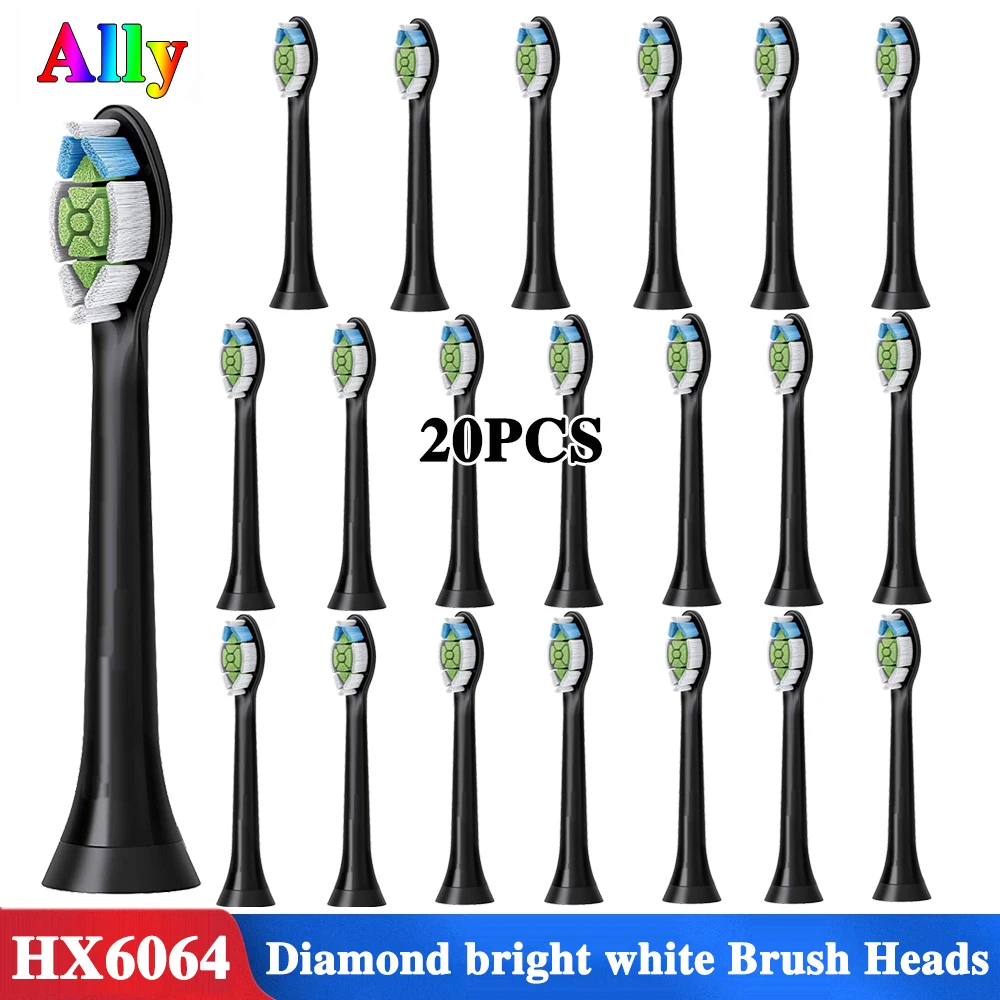 20 штук для Philips Бриллиант Чистой HX6064/33 сменные насадки для щёток черный HX6631 HX6223 HX6897 электрическая зубная щетка глав