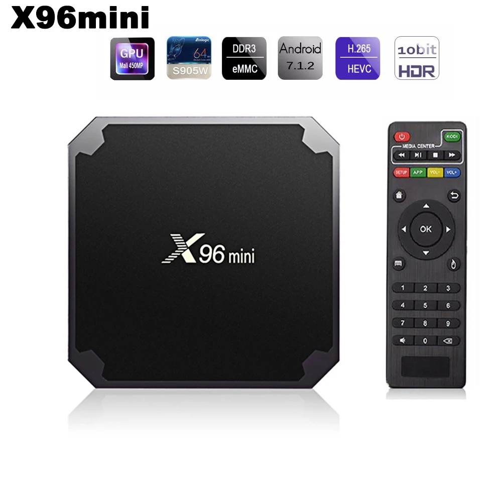 

X96mini Android TV Box Digital Player Amlogic S905W Support 2.4GHz WiFi 4K H.265 100M LAN