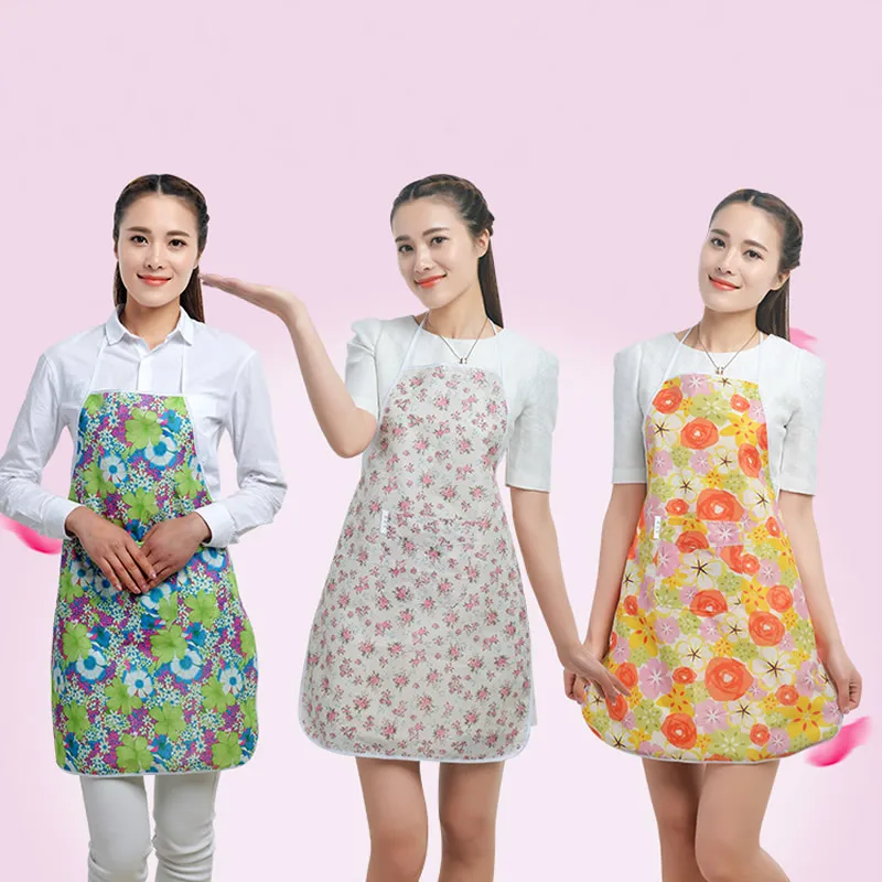 

Floral Printed Aprons Oxford Cloth Kitchen Apron Lovely Flower Women Waterproof Kitchen Cooking Cleaning Tools Accessories