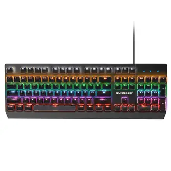 

Sunrose T650 Usb Suspension Cap English Mechanical Keyboard Wired Keyboard Backlight Splashproof 104 Keys Gaming Keyboard For