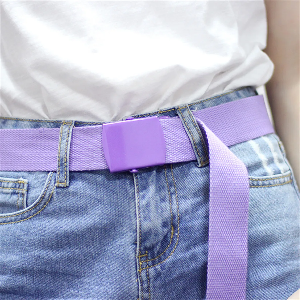 Women&Men Canvas Belt Fashion Automatic Buckle Weave Wide Belts Waist Strap Belt For Dress Jeans