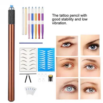 

8 Types Microblading Eyebrow Tattoo Kit Practice Skin Needle Pigment Ring Cup Tattoo Ink permanent Makeup Kit