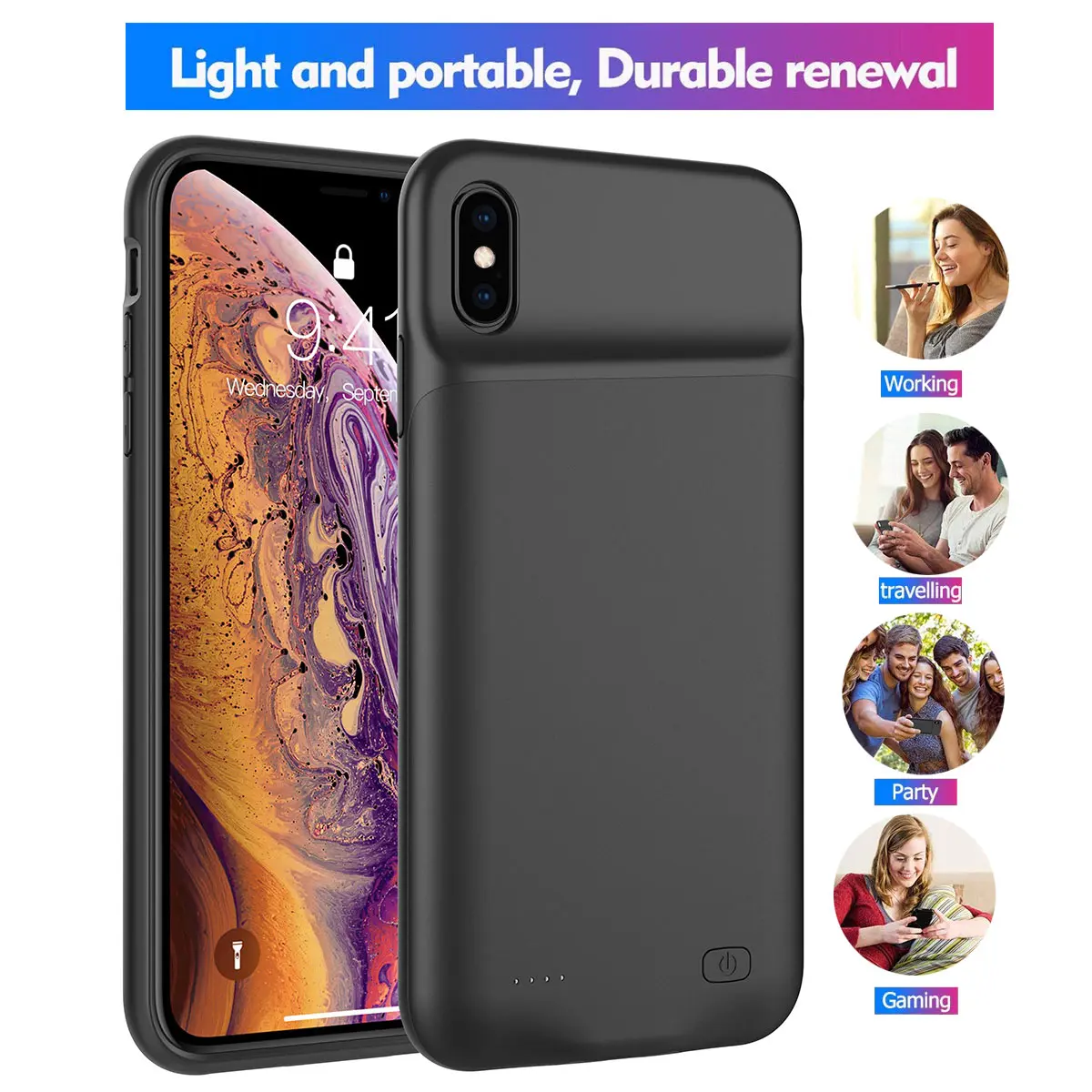

4000mAh Battery Charger Case For iPhone X Xs with Audio External Backup Charging Power Bank Cover for iPhone XS Max 5200mAh Capa