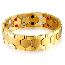 Магнитный браслет из нержавеющей стали для мужчин, облегчающий боль при артрите и запястном тоннеле, широкий браслет из серебра и золота, наручники для рук